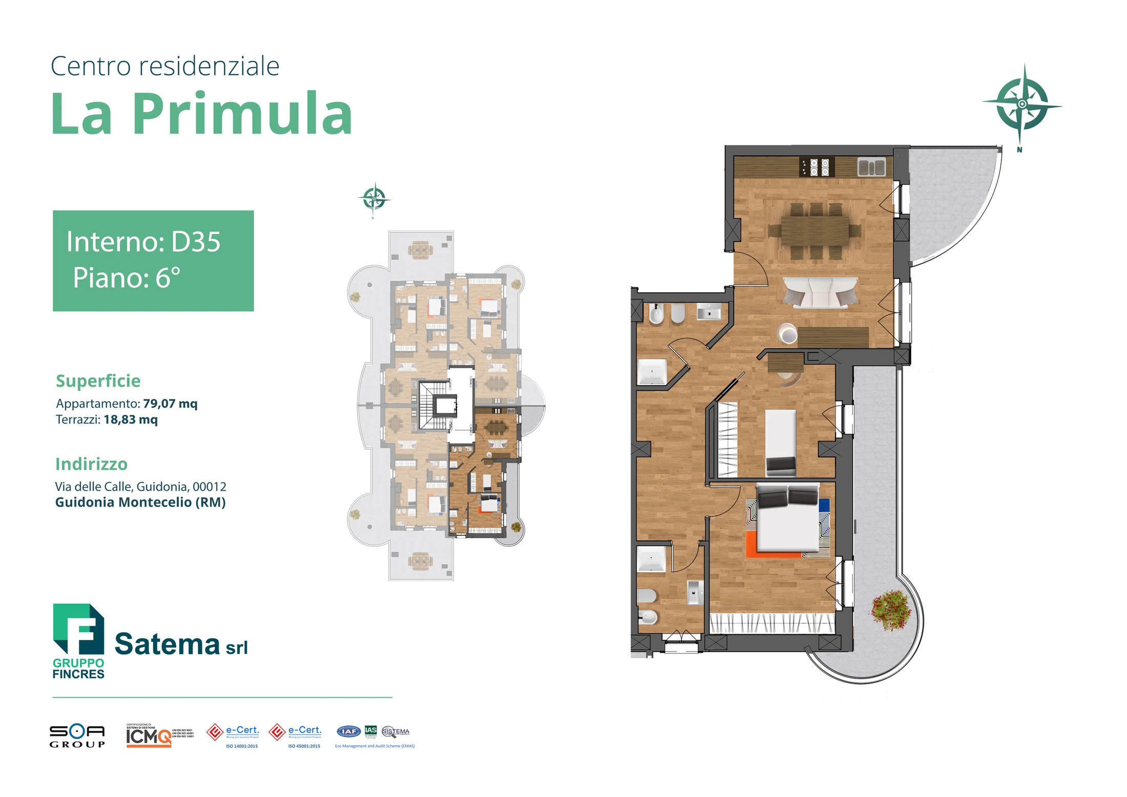 Planimetria dell'unità D35 — Trilocale, 79 m²